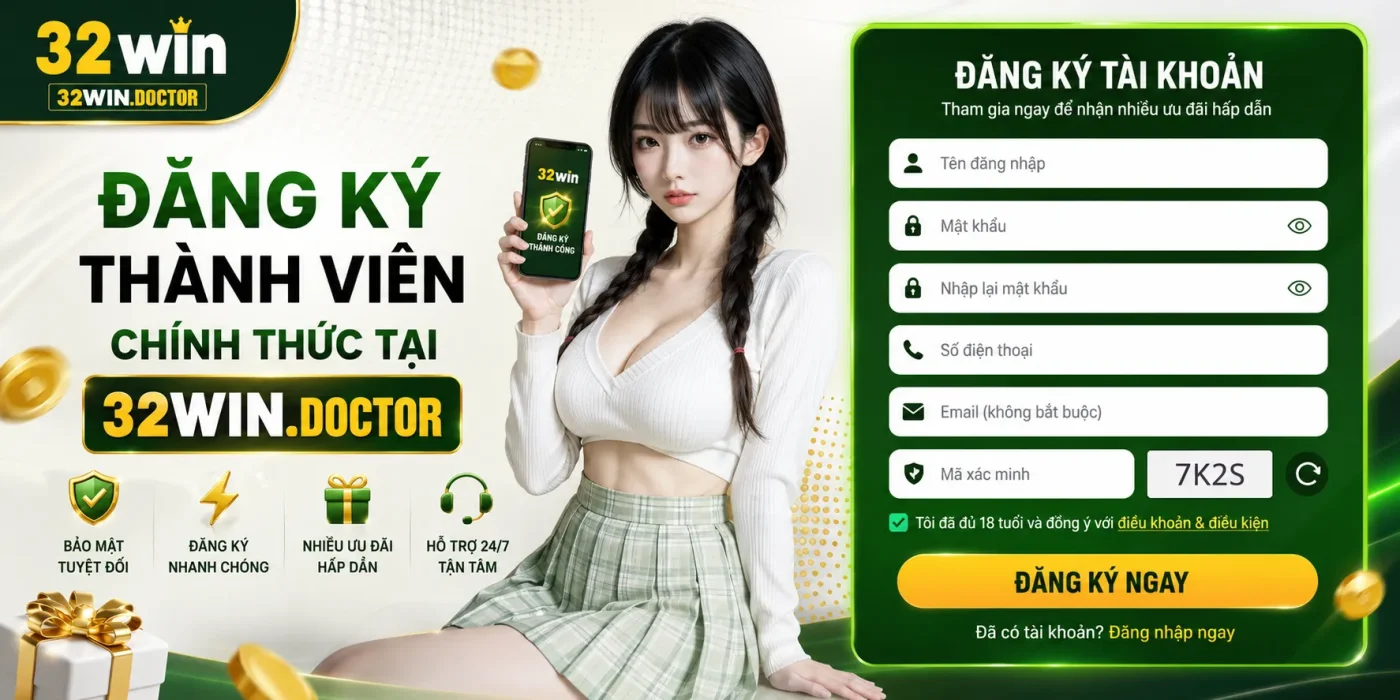 Giao diện đăng ký thành viên chính thức tại 32win04.net