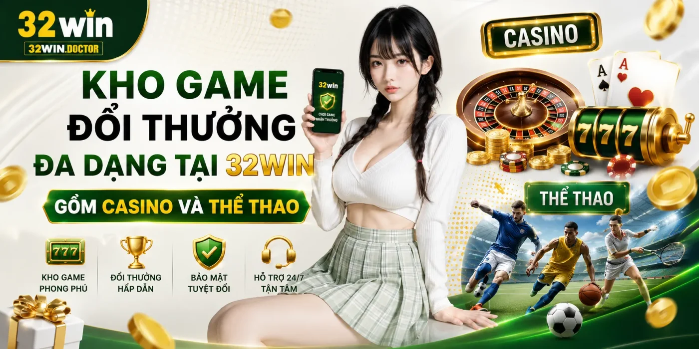 Kho game đổi thưởng đa dạng tại 32win gồm Casino và Thể thao